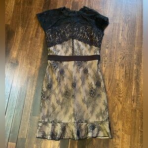 Black and tan lace cocktail dress